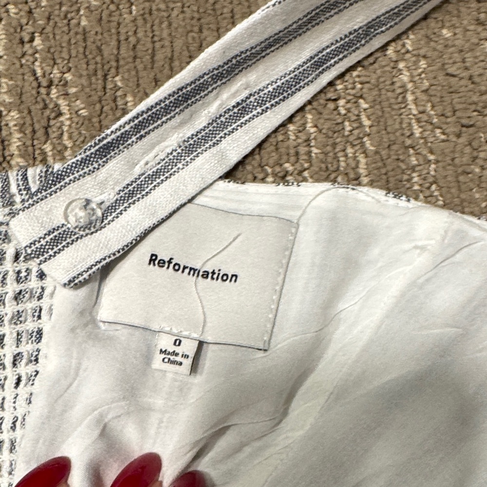 Reformation Blue and White Striped Button-Up Blouse - Picture 5 of 6